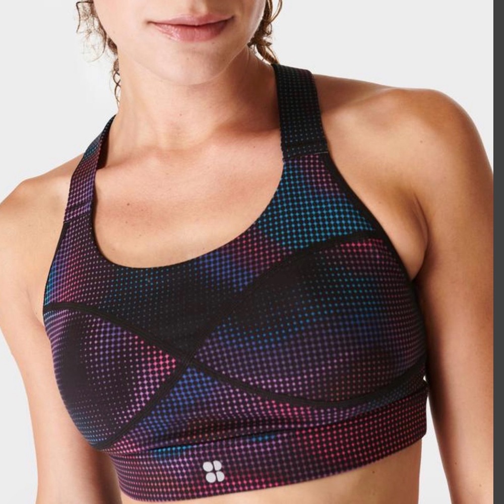 Sweaty Betty Medium Impact Black Gradient Dot Print Sports Bra